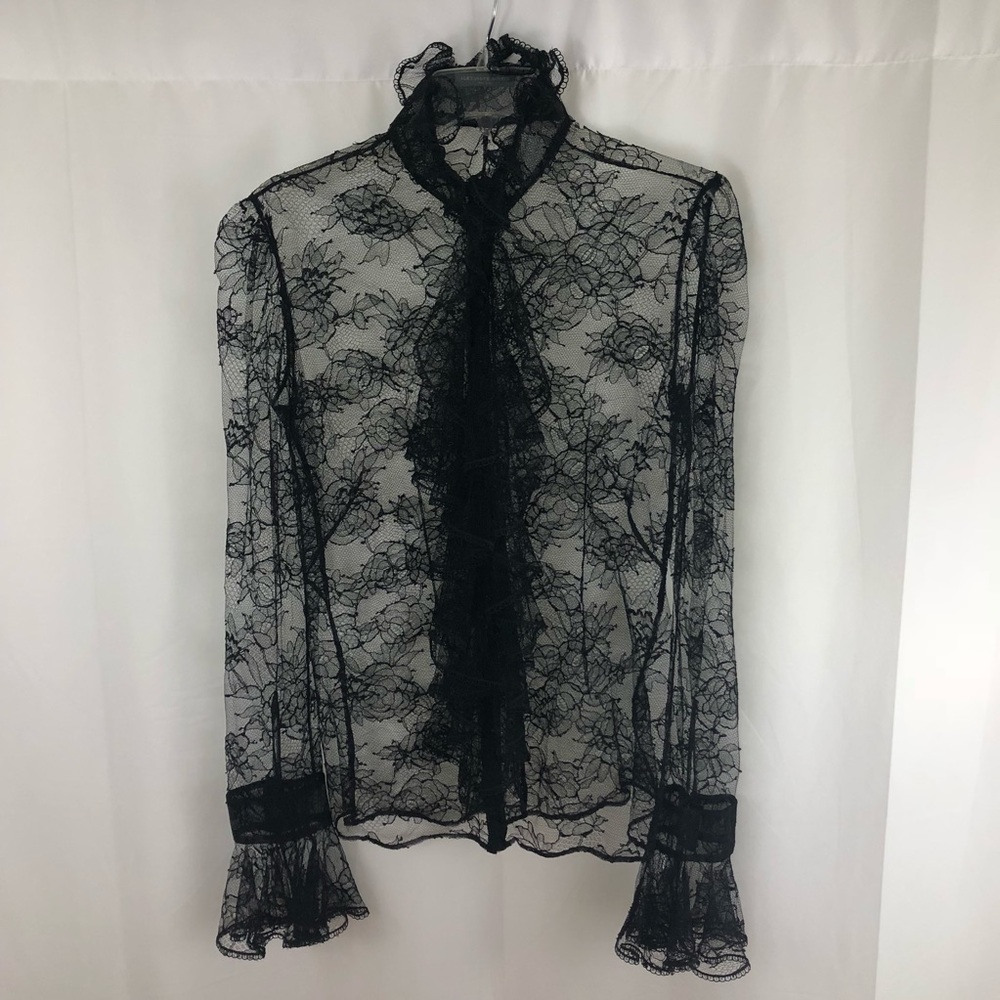 Alexander McQueen Chantilly Lace Ruffle Blouse - Picture 4 of 8